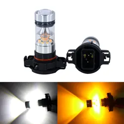 2pc Error Free canbus PSY24W LED Emergency light hazard lights yellow3000k For VW Passat B7 Tiguan Golf MK6 Audi Citroen C5