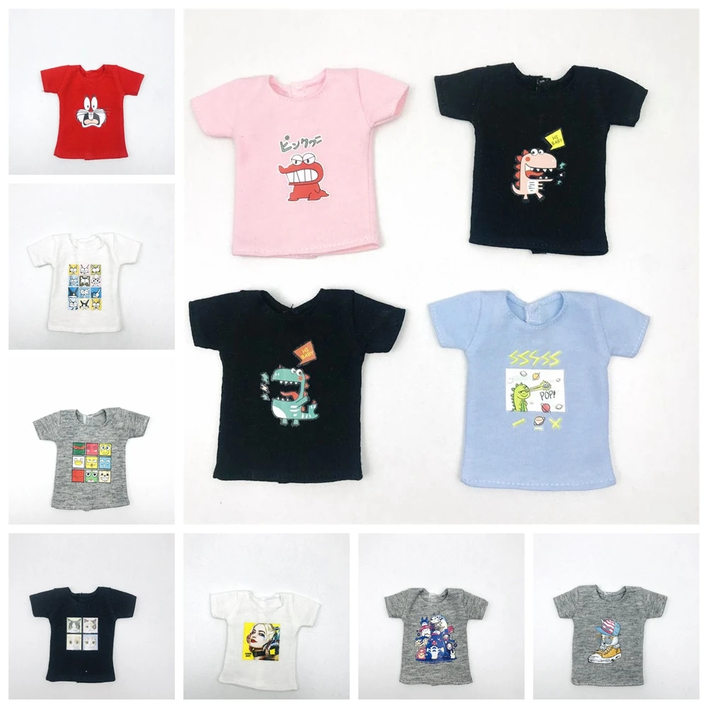 Cute barbis dolls clothes New Cartoon Printed Short T-shirt Fashion basic Shirt for barbis dolls accessories