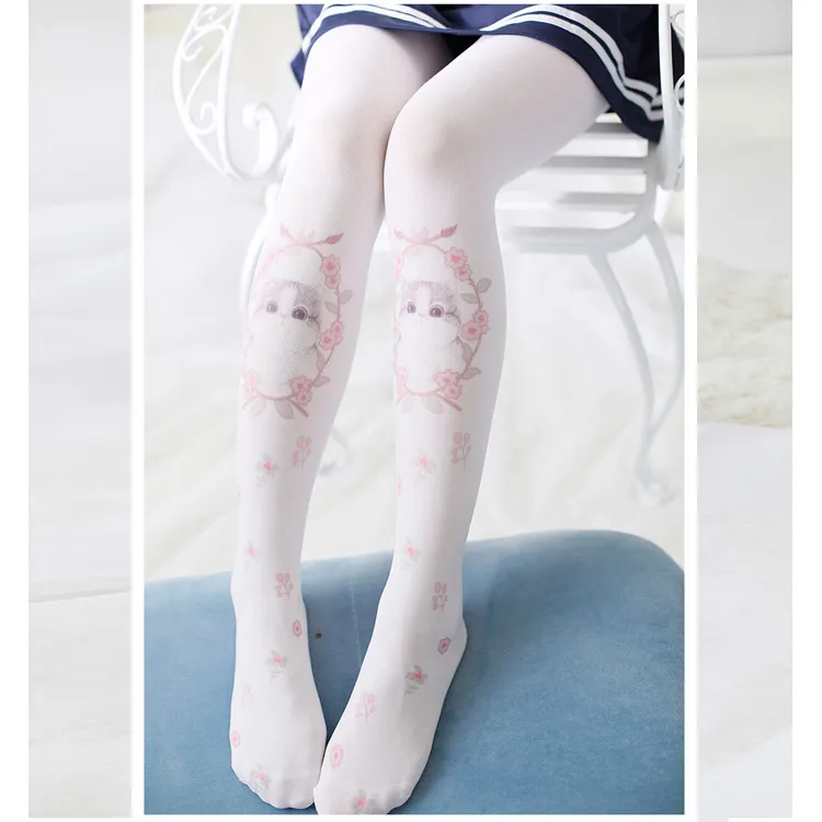 Chaussettes japonaises à imprimé de chat, lolita douce et mignonne, pour fille étudiante, lolita kawaii