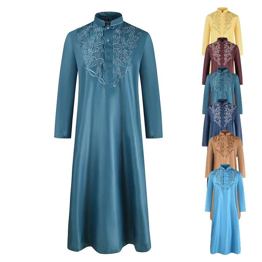 Ramadan muçulmano abaya cor sólida casa robe para homem 2022 nova dubai turquia indiano do vintage moda solto roupas islâmicas