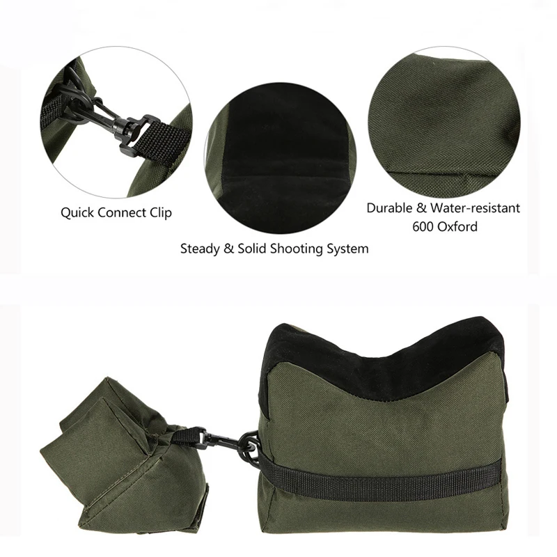 Portátil Sniper Shooting Gun Rest Bag Set, Rifle dianteiro e traseiro Banco de alvo Suporte não preenchido Saco de areia de apoio Acessórios de caça