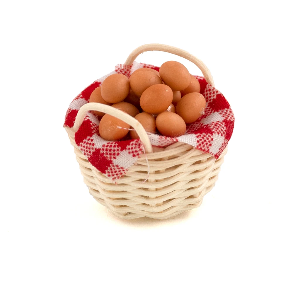 Миниатюрные аксессуары для кукольного домика, корзина для яиц, имитация еды, игрушки для украшения кукольного дома, 1/12