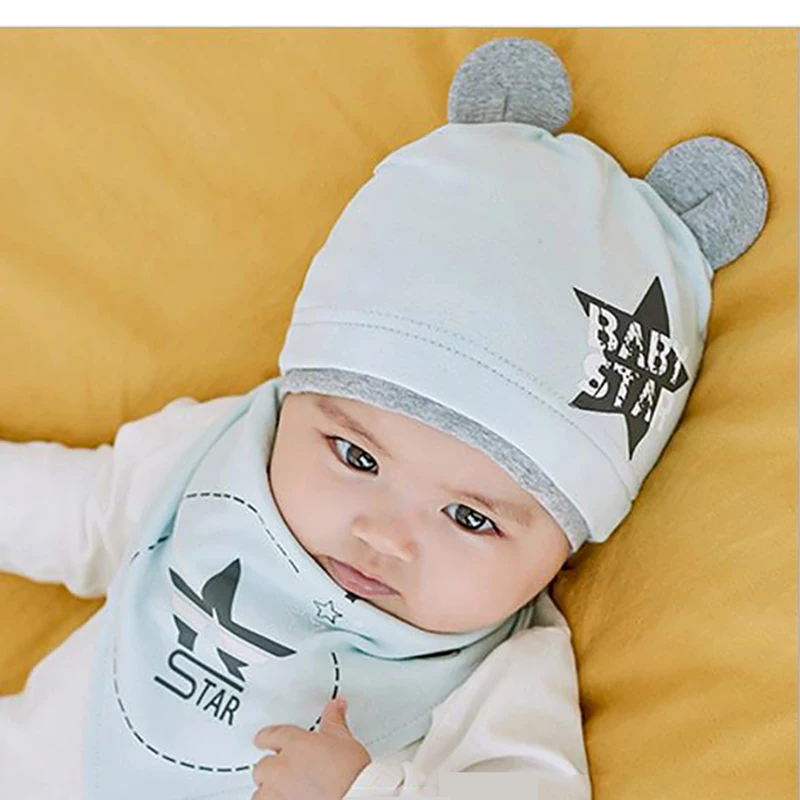 Autunno Cappello dei bambini di Inverno Bib 2 Set di Ragazzi e Ragazze del Cotone Cappelli Del Bambino Set Sciarpa di Colore Solido Della Protezione di due -pezzo Della Ragazza del Ragazzo Del Bambino Cap