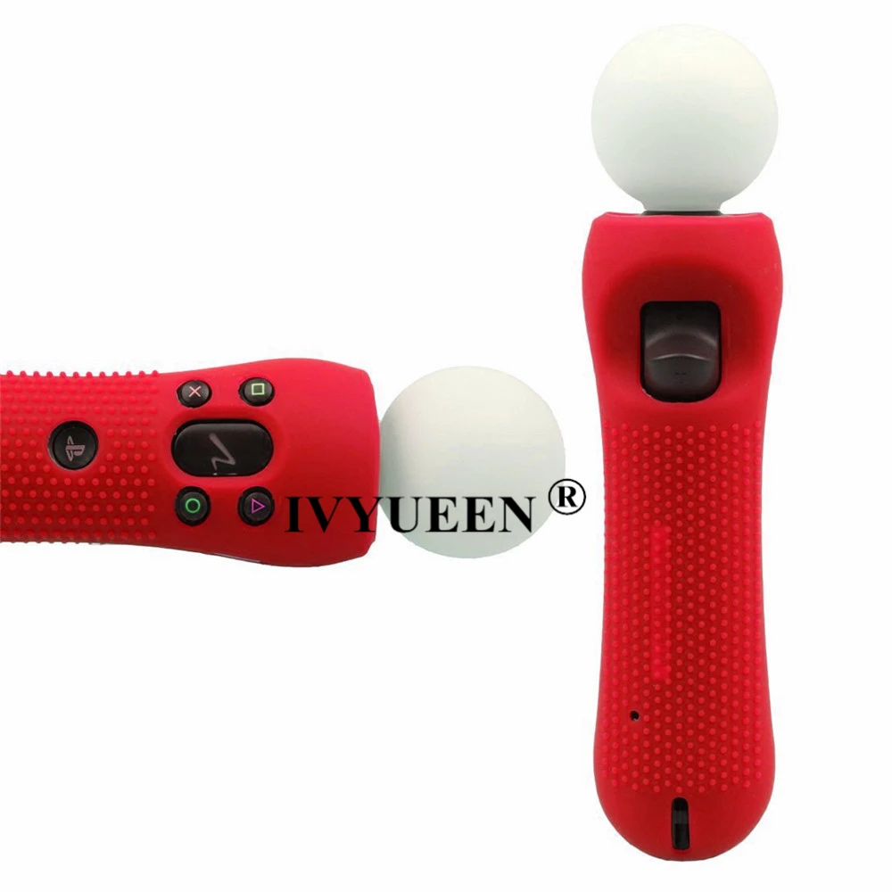 IVYUEEN 미끄럼 방지 실리콘 고무 커버 보호 스킨 케이스, 소니 플레이스테이션 PS VR 이동 모션 컨트롤러용, 블랙 블루, 1 개