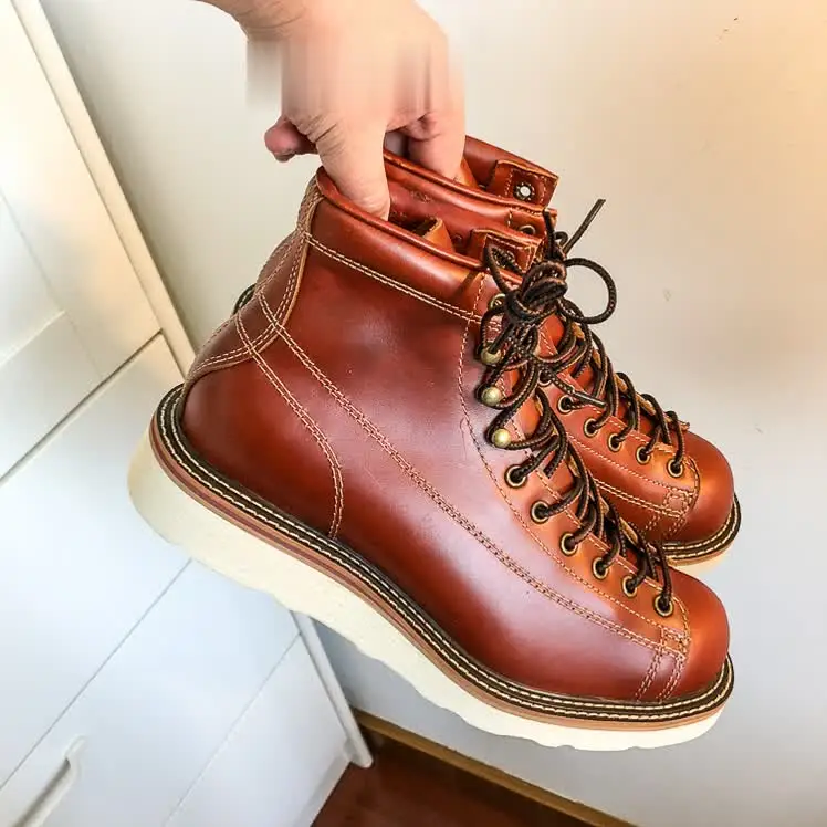 U6796 Red Tornado Super Quality Handmade Italian Cowhide Genuine Leather American Style Goodyear Welted Boots Size 35-49