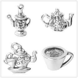 20pcs Alloy Teapot Charm Pendant Water Cup Tea Set Charms For Jewelry Making Necklace DIY Supplies Vintage Handmade Accessories