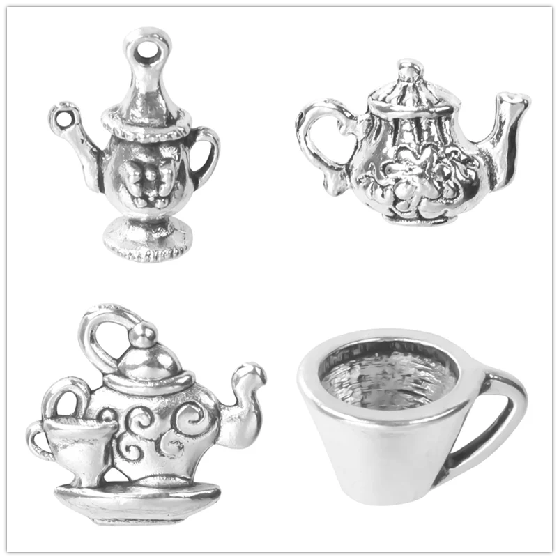 20pcs Alloy Teapot Charm Pendant Water Cup Tea Set Charms For Jewelry Making Necklace DIY Supplies Vintage Handmade Accessories