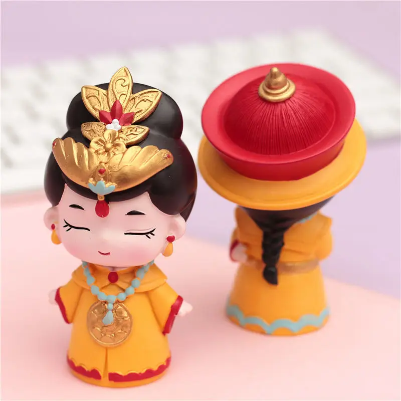 Chinese Emperor Empress Figurine, Resin Queen Ornament, Traditional Costume, Home Decoration, Cake Topper, Miniature