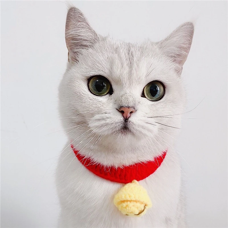 Cute Pet Cat Collar Hand Knitted Neck Scarf Collar Ties Small Dog Hand-woven Bib Tie Neckerchief Bowtie Grooming Pet Supplies