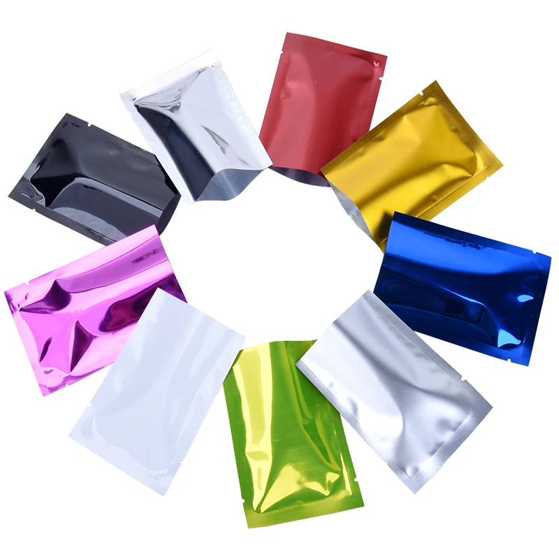 free ship 100pcs 5x7cm coloured aluminum foil bag mask bag food bag liquid bag potable flat pocket Sealing bag