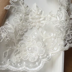 Luxury  Beaded  Embroidered Trimming   Lace With Cord Boarder Wedding  Dress DIY Veil Lace Trim 10 Yards