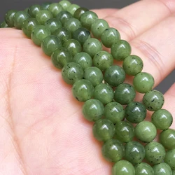 Natural Stone Green Canada Jades Beads Round Loose Spacer Beads For Jewelry Making Beads Diy Bracelets 6 8 10 12mm 7.5