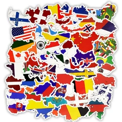 Impermeável Colorido Graffiti Decalques Packs, Bandeira Do Mundo Mapa, Adesivos Estéticos, DIY Bagagem, Garrafa De Água, Laptop, 10 Pcs, 30 Pcs, 50Pcs