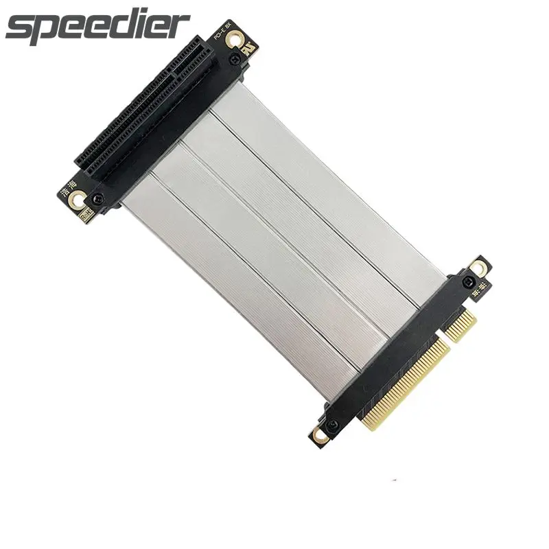 New Top Quality Silver PCI Express3.0 x8 To x8 Slot Riser Cable PCIE Gen3 8x Graphics Card Extension Cable 90/180 Degree For GPU