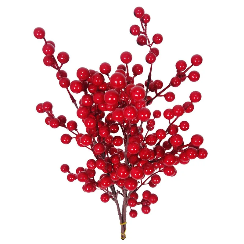 Artificial Home Red Fruit Acacia Bean Cranberry Bouquet Christmas Flower Arrangement Decoration Wedding Party Holiday Supplies