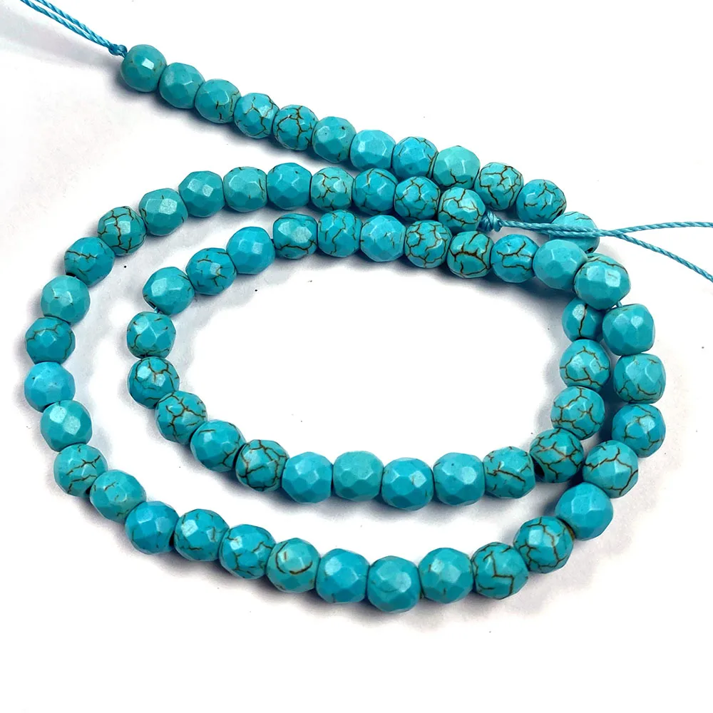 Stone Beads blue Turquoises Round shape Loose isolation Beads Semi-Finished For jewelry making DIY necklace bracelet accessories