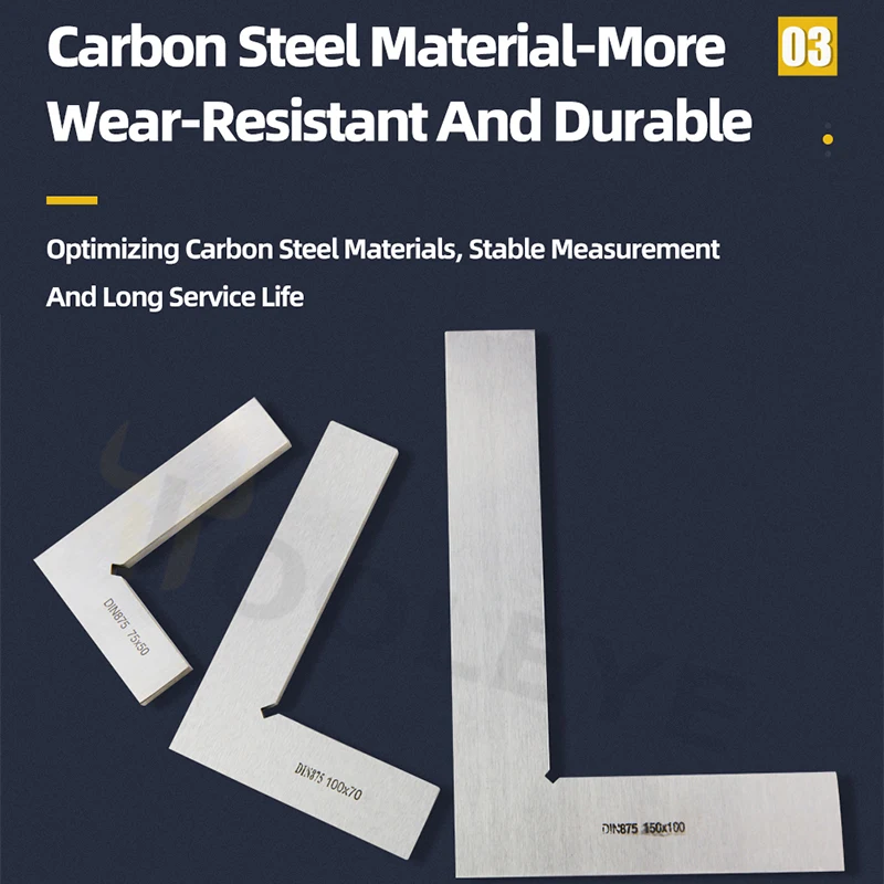 Try Square Flat Edge Square Ruler 90 Degree Woodworking Tools Metal Right Angle Ruler Measurement Tools Set-Square 50x40/75x50mm