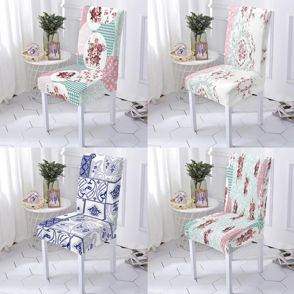 Patchwork Plaid P 1/2/4/6 Pcs Chairs Covers   Home Office Back Chair Cover House Restaurant Hotel Slipcovers Protector