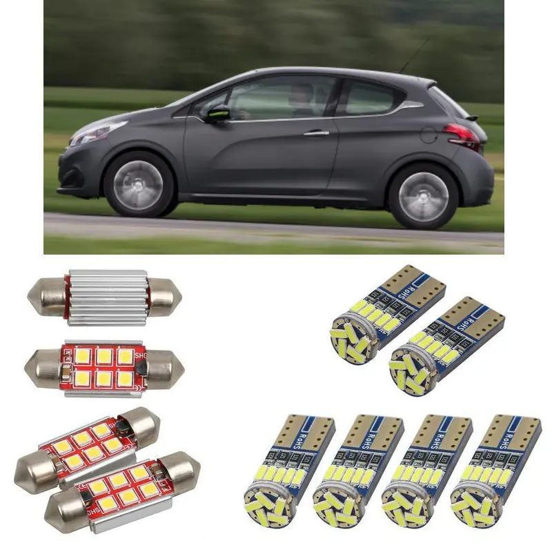 Interior led Car lights For peugeot 208 ca cc hatchback car accessories boot light License Plate Light 10pc