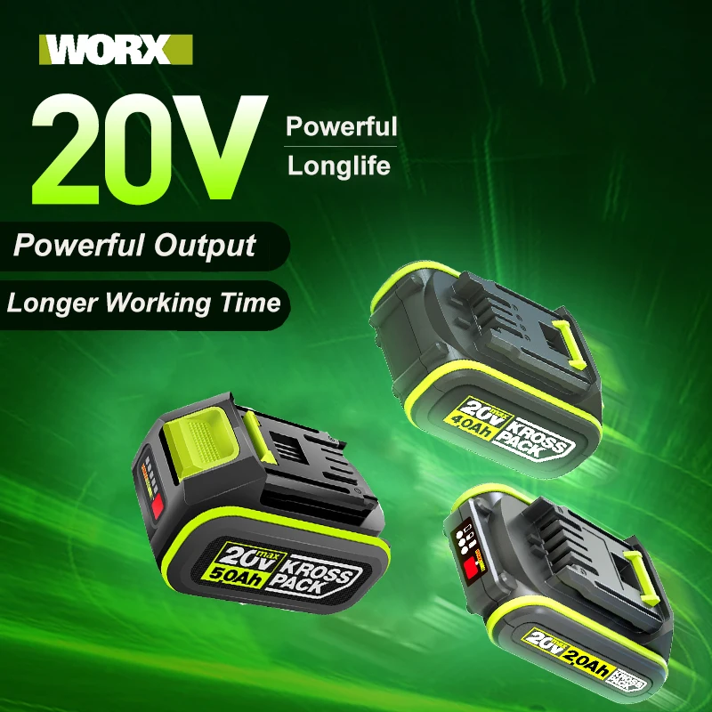 

Оригинальный литий-ионный аккумулятор WORX Green 20 в, 2/4/5 Ач, подходит для всех товаров Worx ROCKWELL, электроинструменты с широким интерфейсом