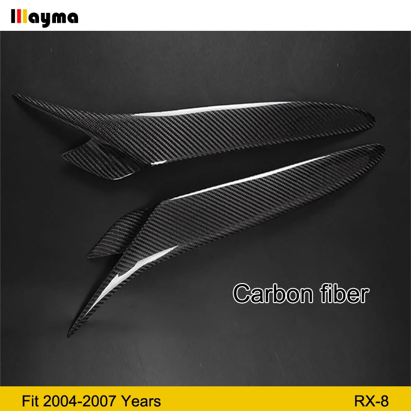 Real Carbon Fiber Headlight Eyebrows Eyelids Cover For Mazda RX8 2004 2008 RX 8 fiber glass Black primer eyebrow 1 pair