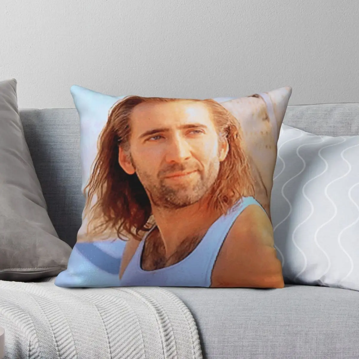 Nick Cage Pillowcase Polyester Linen Velvet Pattern Zip Decor Throw Pillow Case Room Cushion Cover 45x45