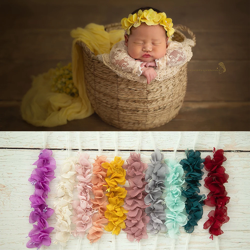 Tiara artesanal de renda com laço para menina, faixa elástica infantil para cabelo, acessórios para recém-nascidos, adereços para fotos