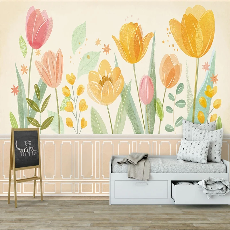 Mural de flores de paisaje natural personalizado, tela de pared para restaurante, niños, niños, Gril, decoración de fondo para dormitorio, Mural 3D, papel tapiz fresco