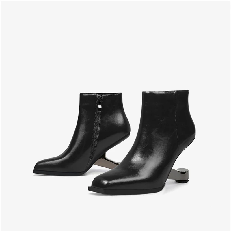 Square toe classic Chelsea boots warm 8cm high strange heels work office elegant basic pure color zip ankle boots HL394 MUYISEXI