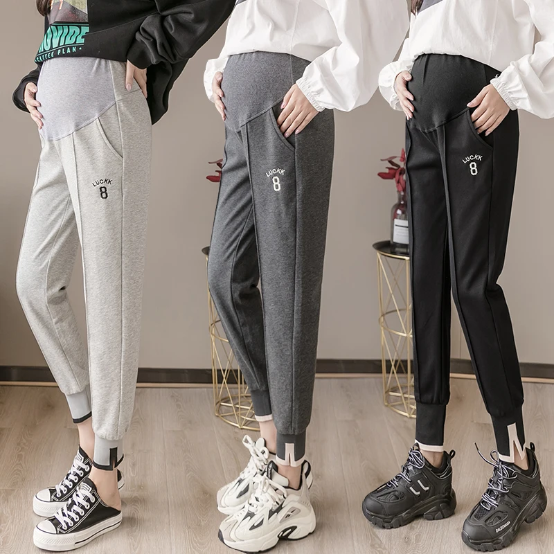 Casual Pants Clothes for Pregnant Women Pregnancy Trousers Autumn Cotton Maternity Harem Pants High Waist Belly Sports