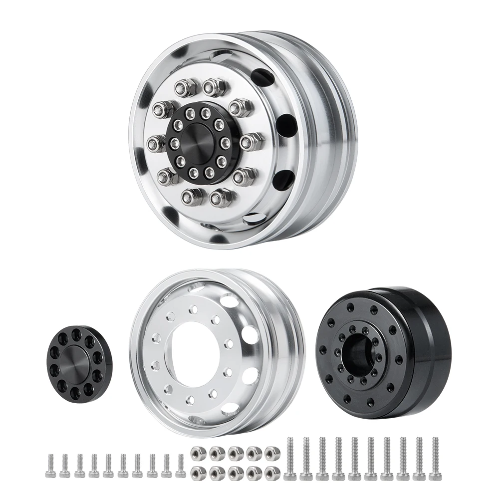 YEAHRUN Aluminum Alloy Front Rear Wheel Rims Hubs for Tamiya R620 1/14 RC Tractor Trailer Truck Model Upgrade Parts