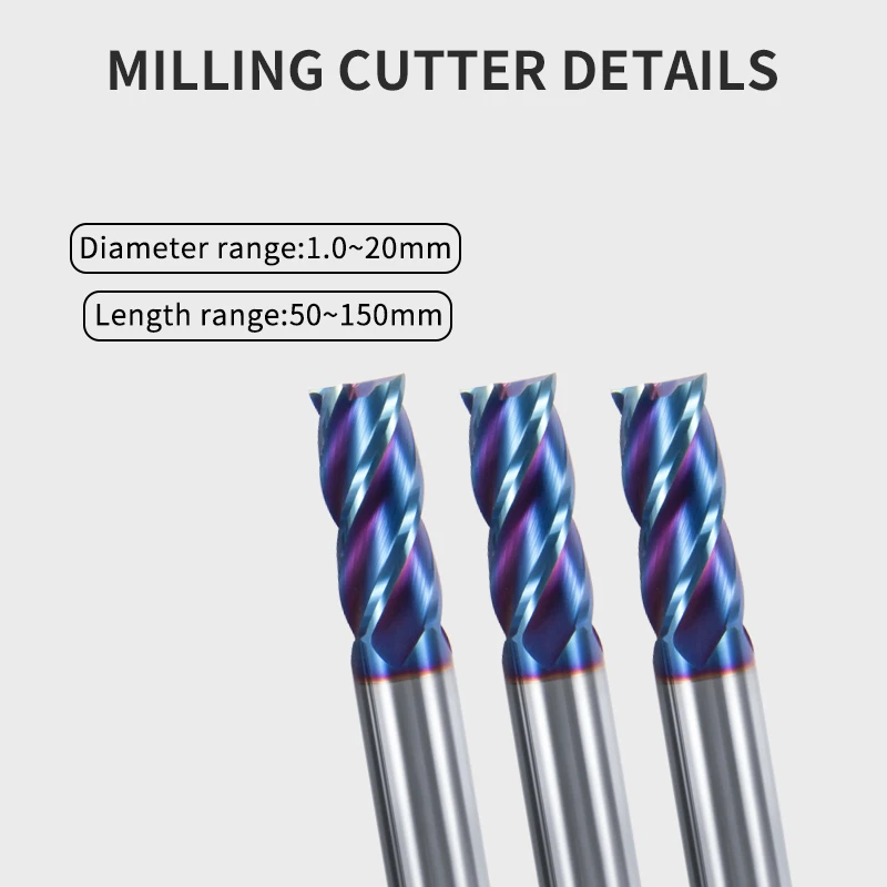 Tungsten Steel End Mill HRC 65 Carbide 4 Flute Flat End Mill cnc Turning Processing Tool Diameter 50-100mm Face Router