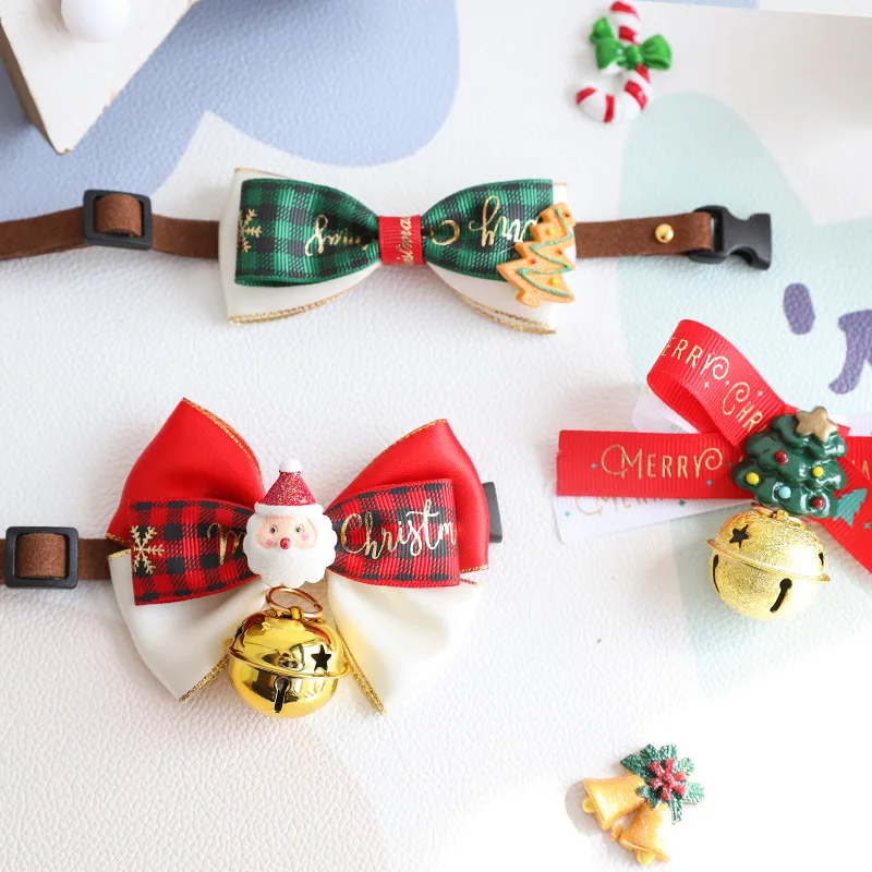 2022 New Small Medium And Big Dog Pet Bow Tie New Year Collar Santa Claus Cute Cat Christmas Dress Up