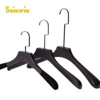 Sainwin 10pcs/lot Black Wood Hangers For Clothes Rack Wooden Clothes Hanger (30pcs can LOGO)
