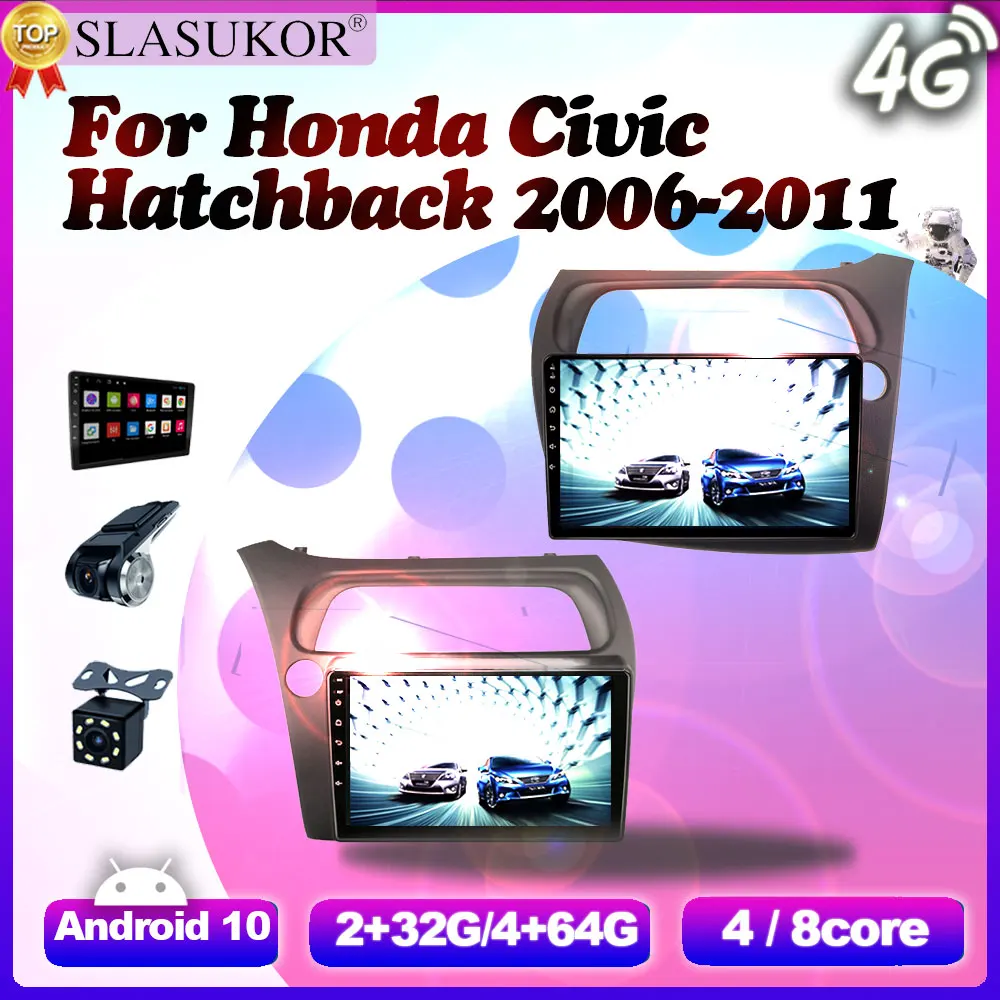 

4G+64G Android 10 Car Autoradio Video Radio Multimedia Player For Honda Civic Hatchback 2006-2011 GPS Carplay NO 2 Din DVD Cable