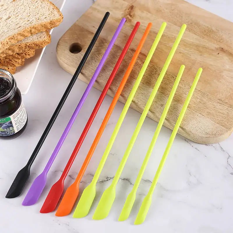 Mini Silicone Spatula Makeup Spatula 4 Pack Small Thin Silicone Spatula Set Tiny Scraper for Jar Kitchen Bottles Cosmetic