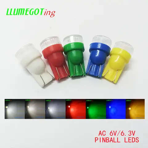 50pcs Flat Len Dome 194 T10 #555 Wedge 1x SMD5050 AC DC 6.3V 6V Multiple Color Non Polar Bally Pinball Game Machine LED Bulbs