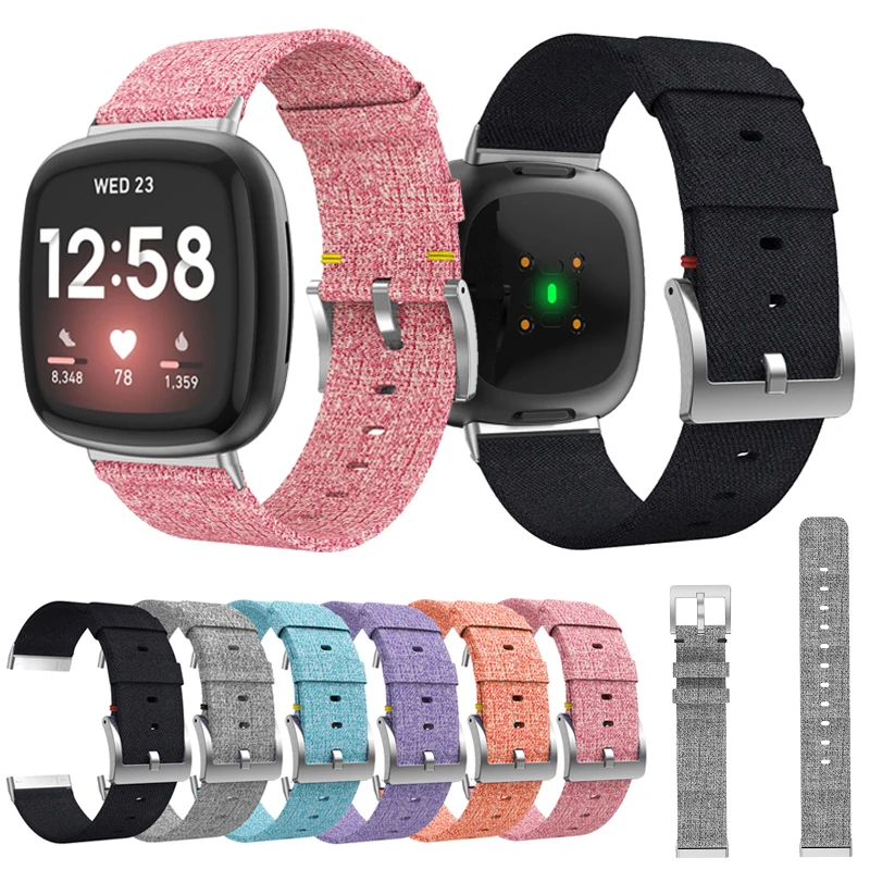 For Fitbit Versa 3 Canvas Strap Bracelet Wristband Replacement Versa3 Women Men Watchband for Fitbit Sense Band