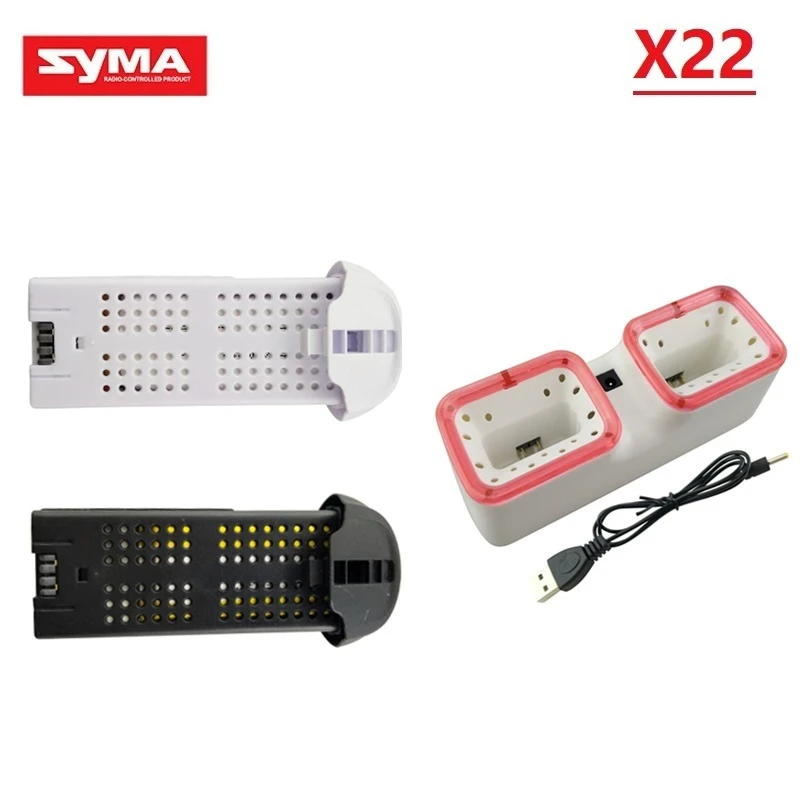 Original Battery and Charger for SYMA X22/X22W Accessories Battery for SYMA X22/X22W RC Aircraft Spare Parts 3.7V 400mah Battery