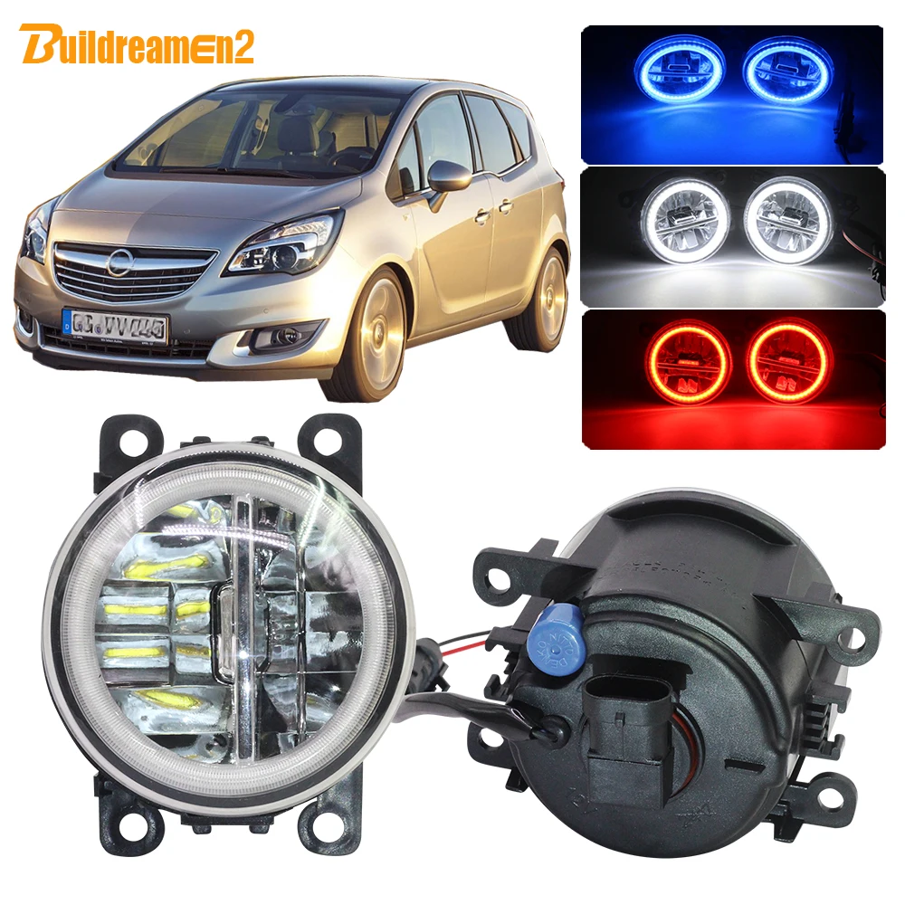 Buildreamen2 Car H11 LED Fog Light Lamp Angel Eye DRL Daytime Running Light 4000LM 12V Accessories For Opel Meriva A 2006-2010