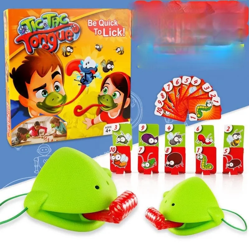 Frogs Tongue Out Gags & Practical Jokes Chameleon Playing Cards Competitive Parent-child Interactive Desktop Toy Sensory Toys