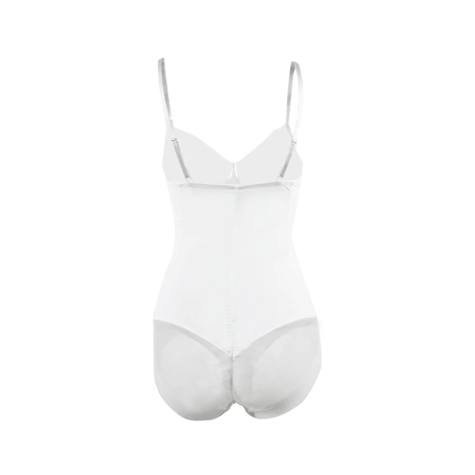Weißer Bügel-Bodysuit für Damen, formgebend, dehnbar, einfarbig, seidig, Unterwäsche, Bodysuits, Shapewear – Detail 30