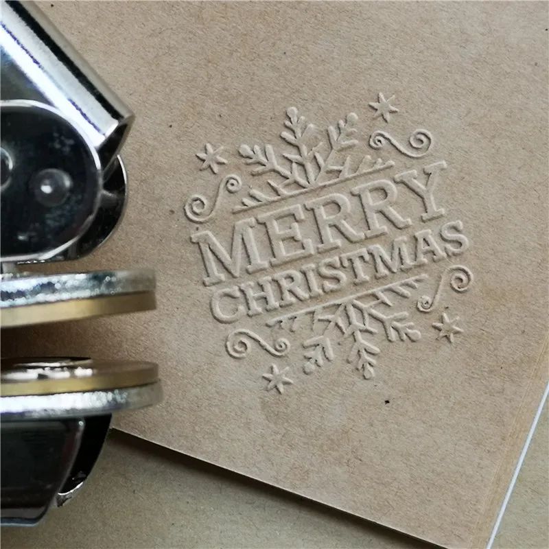 Thank you Embosser Stamp /Embosser Seal thank you  handmade logo steel embossing stamp one full set merry christmas embossed