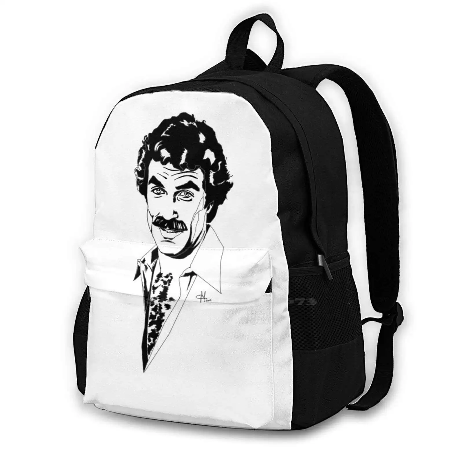 P.i.-Tom Selleck Travel Laptop Bagpack School Bags Cult Movie Cult Series 80s Pi Higgins Detective Tv Black And