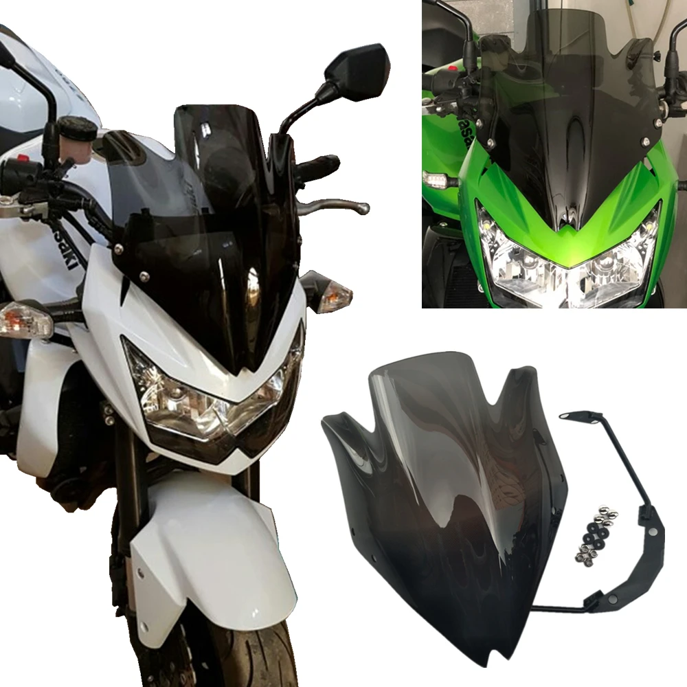 

Motorcycle For Kawasaki Z750 Z750R Windshield High Quality Wind Deflectore Windshield Bubble Smoke Black Windscreen Spoiler