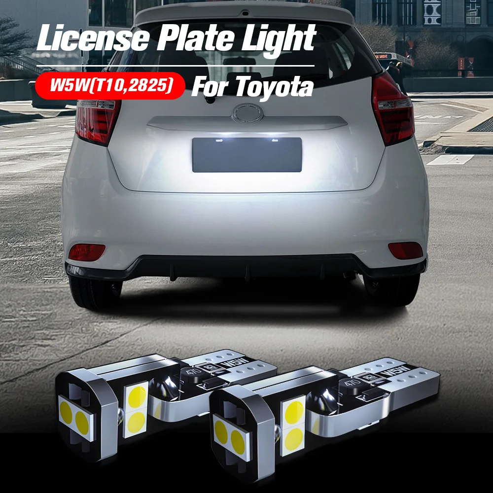 2pcs LED License Plate Light Bulb W5W T10 Lamp Canbus For Toyota Camry 4Runner Avalon Corolla RAV4 Yaris C-HR Prius C V Matrix