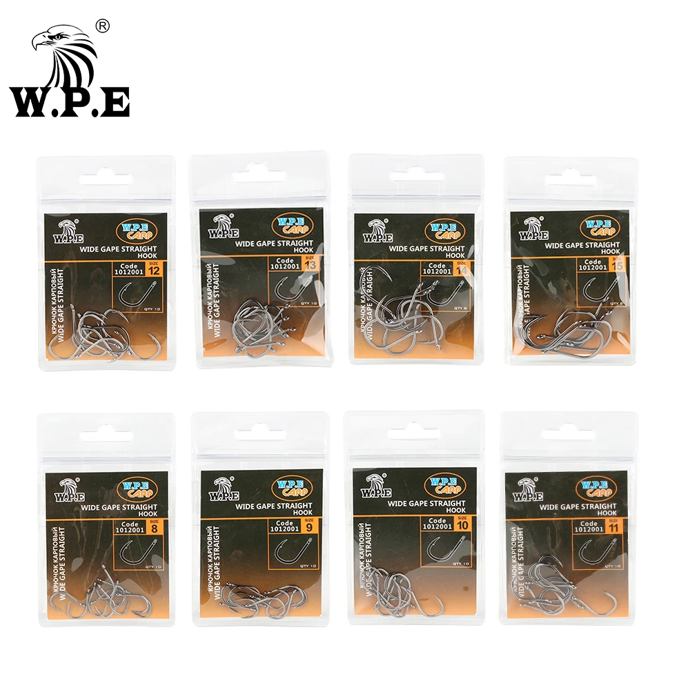 W.P.E BKK Anzuelo de púas para carpa – Acero al carbono, vástago ancho - imagen 3