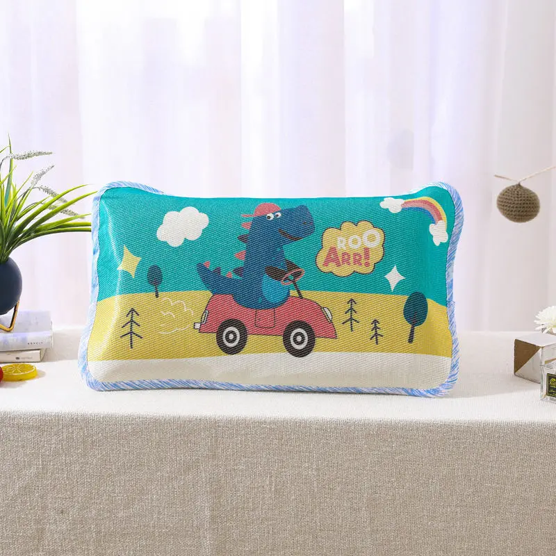 Boys Girls Summer Pillow Colorful Ice Silk Pillowcase Cool Breathable Washable Baby Pillow Head Support  Sleeping Neck Protectio