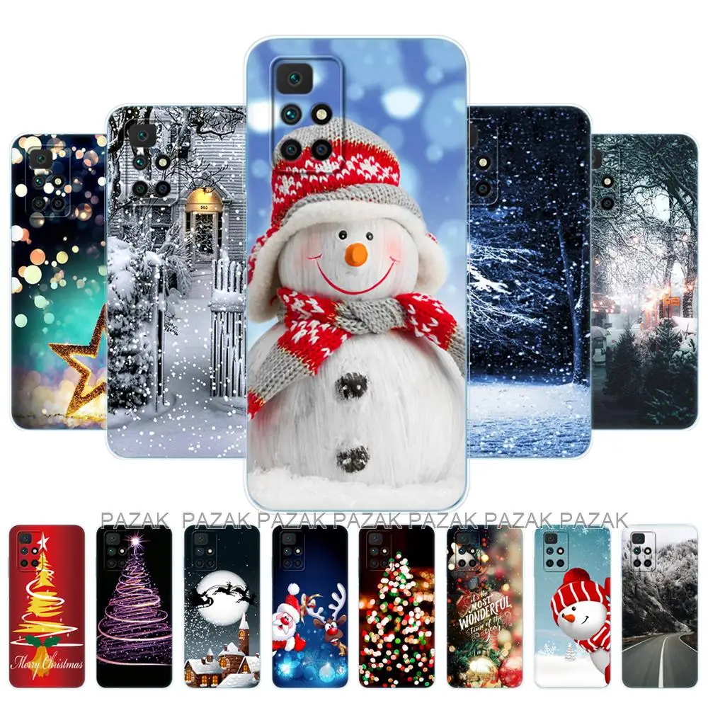 For Redmi 10 Case 2022 Back Phone Cover For xiaomi Redmi 10 Case 6.5 inch global Silicon Bag winter christmas snow tree new year