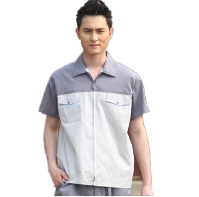 Customized short-sleeved overalls sweat-absorbent summer ice silk cotton men and women overalls spot workshop workshop